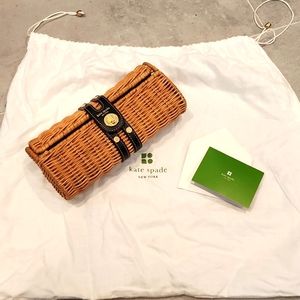 Kate Spade Straw Clutch w/ Black Leather